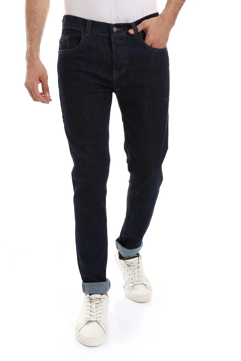 Smooth Texture Barrel Leg Construction Slim Fit Jeans Pants