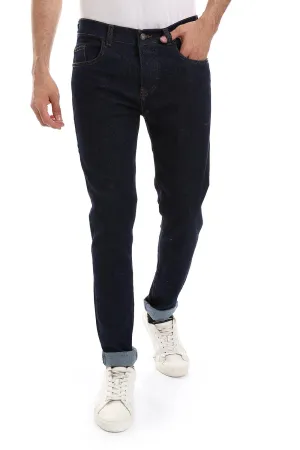 Smooth Texture Barrel Leg Construction Slim Fit Jeans Pants
