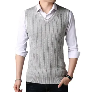 West Louis? Casual Knitted V-Neck Elegant Sweater Vest Low Care EcoFriendlyMaterial