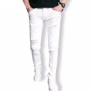 West Louis? Fashion White Ripped Jeans All Round Fit