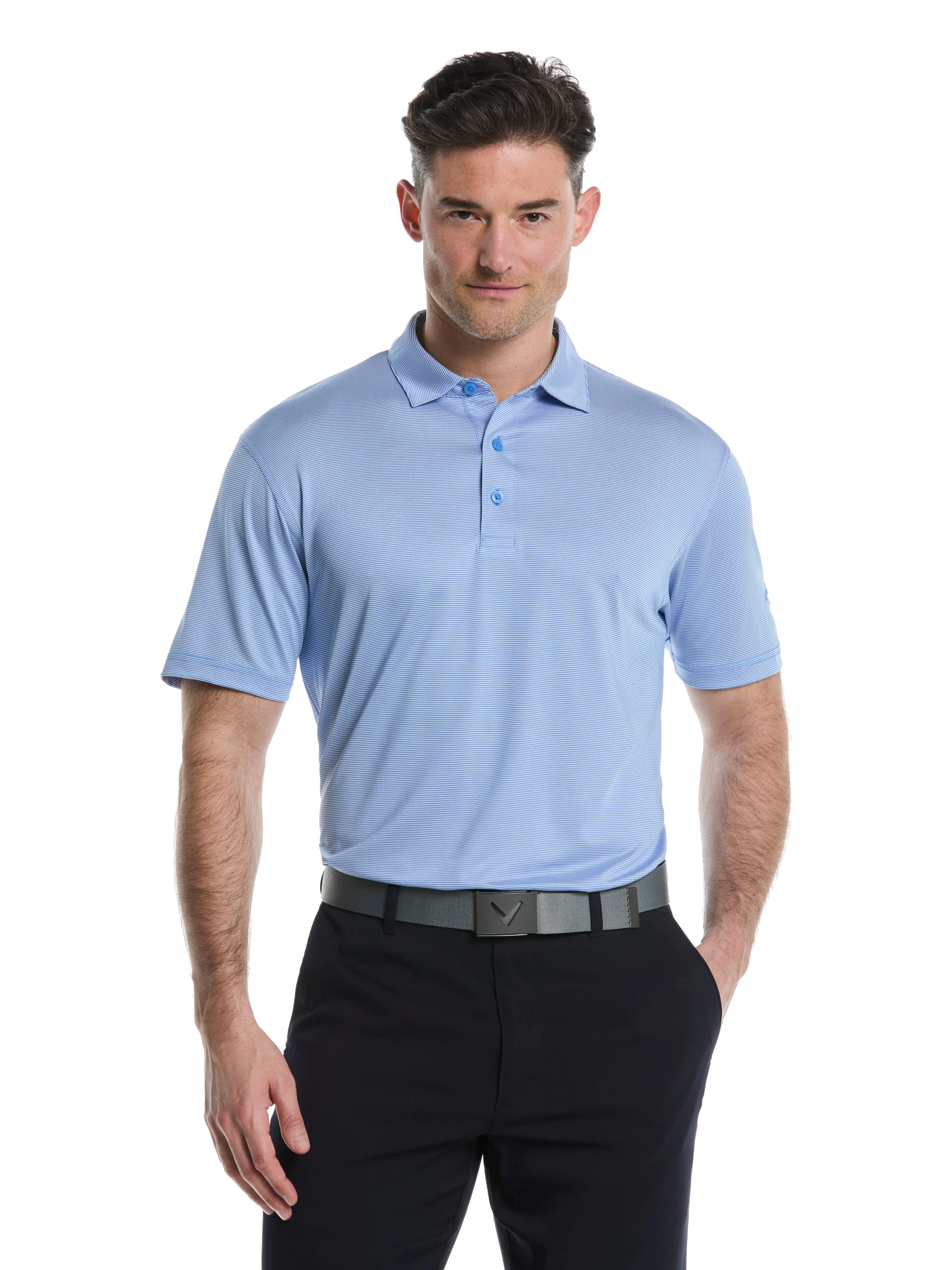 Soft Fabric Mens Fine Line Stripe Golf Polo