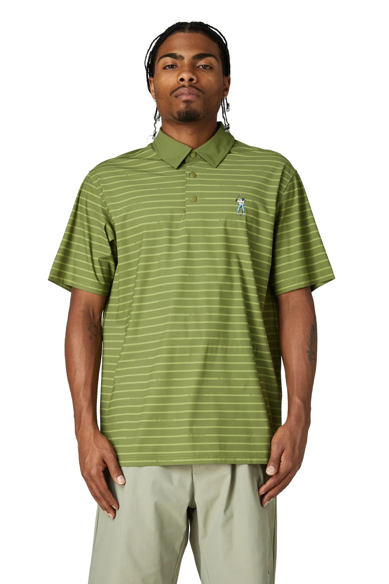 Fresh Style Striped Snap Placket Polo