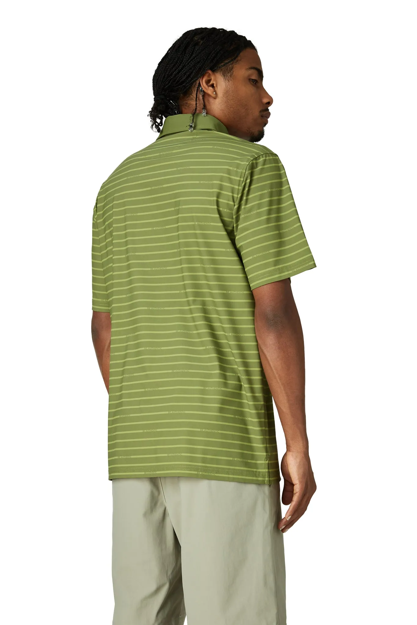 Striped Snap Placket Polo Fitted Wear Quick Dry Design