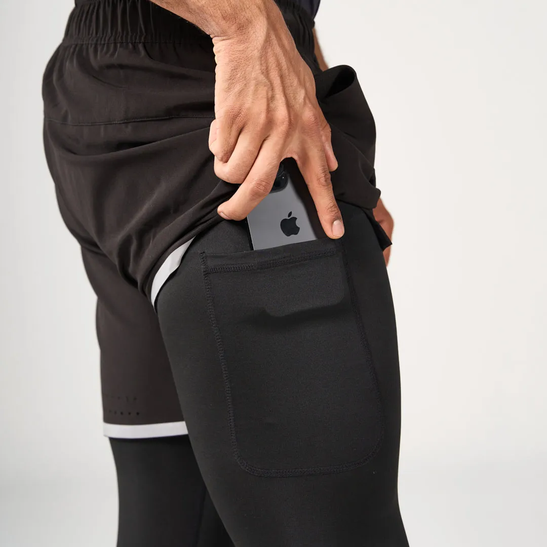 Minimal Bulk ?2 in 1 Long Inner Shorts - Black