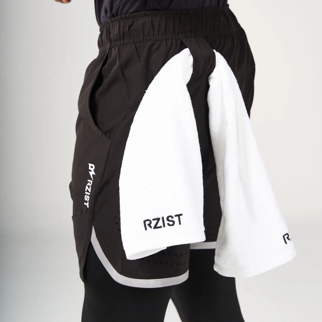 ?2 in 1 Long Inner Shorts - Black embroidery work