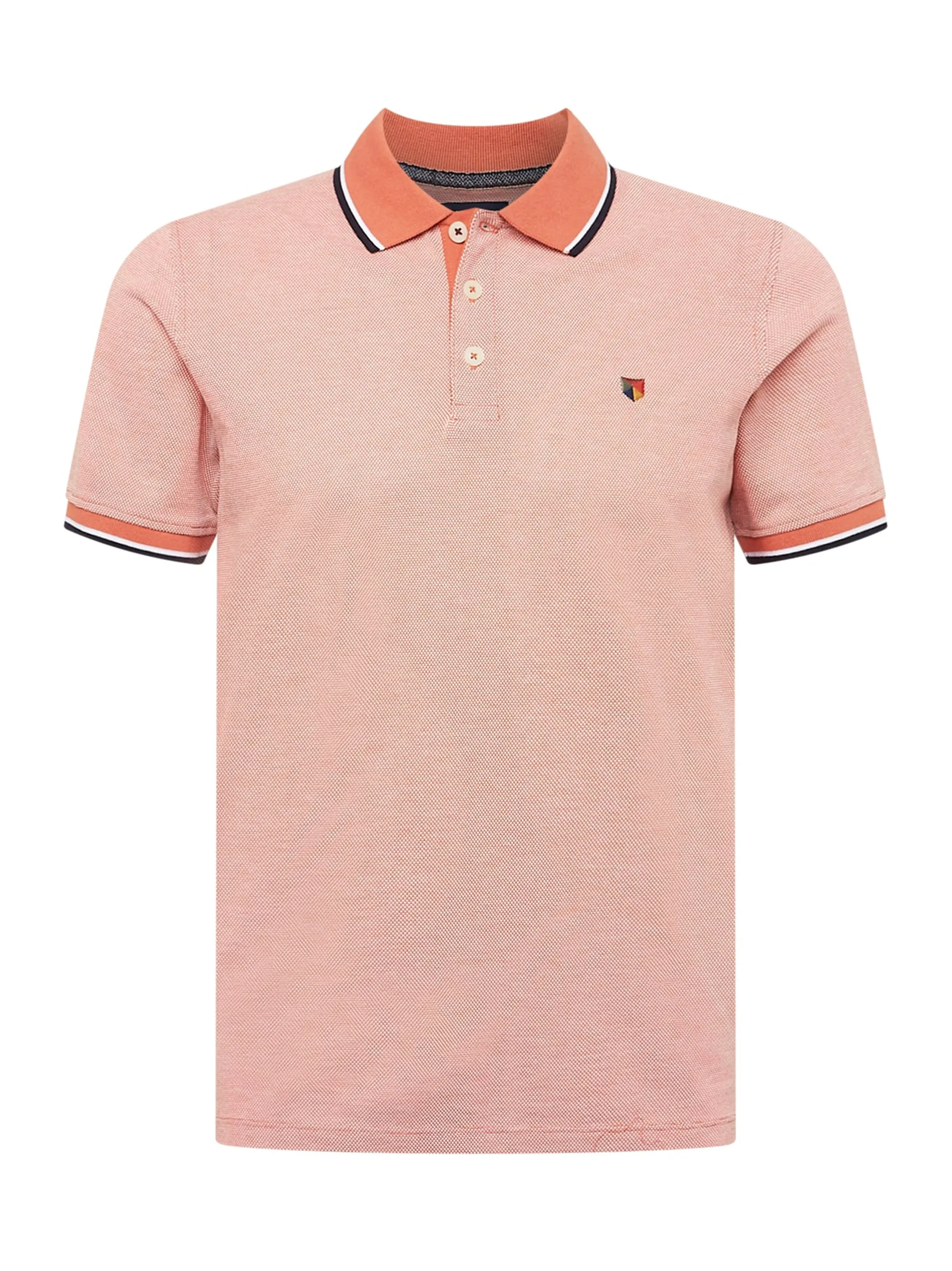 Soft Cotton Light Shirt Men's Textured Embroidered Polo Shirt,Peach