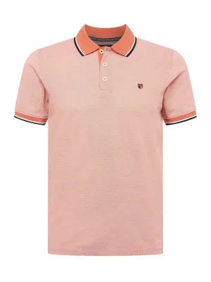 Soft Cotton Light Shirt Men's Textured Embroidered Polo Shirt,Peach