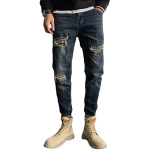 West Louis? Fashion Straight Hole Beggar Designer Jeans Lightweight Feel