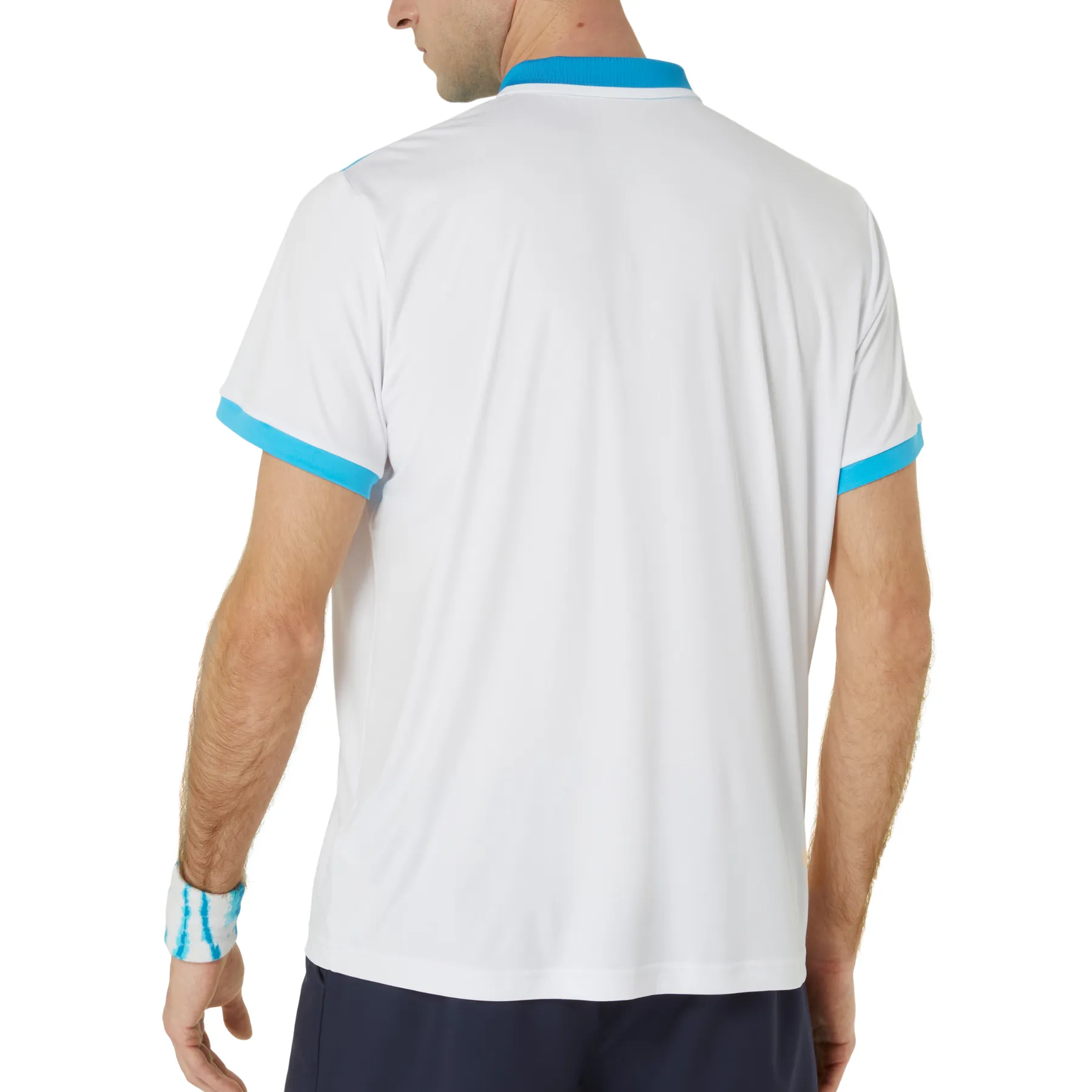 Asics Court Polo Men Tennis Shirt - Brilliant White/Digital Aqua Street Style Comfy Fit Wear