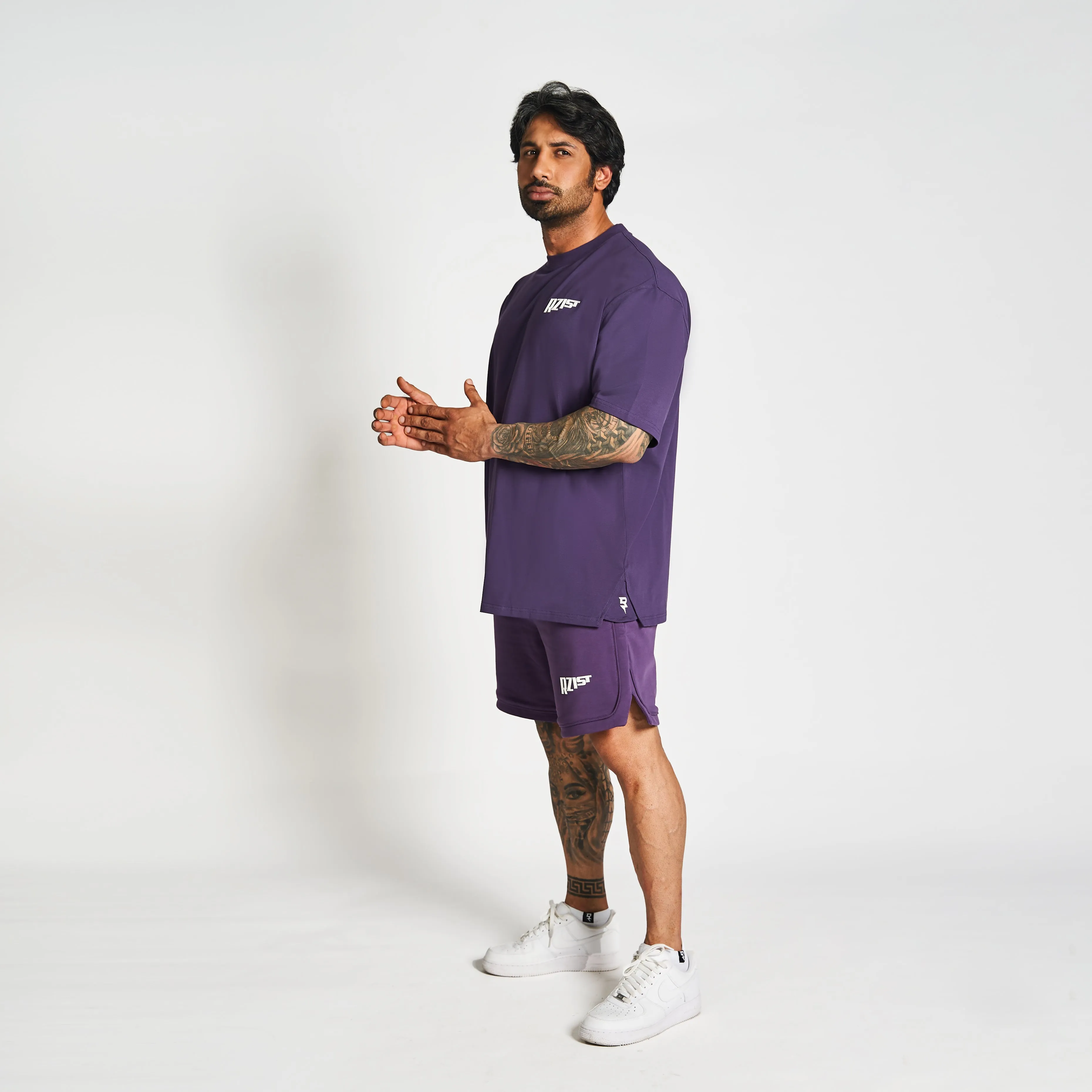 Never Settle Oversized Drop-Shoulder Tee - Purple Cozy Vibe