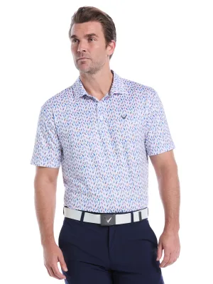 Lightweight Stretch Trendy Appeal Mens Day All Over Birdie Print Polo