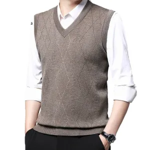 West Louis? Formal V-Neck Sleeveless Knit Sweater Vest Commute Ease