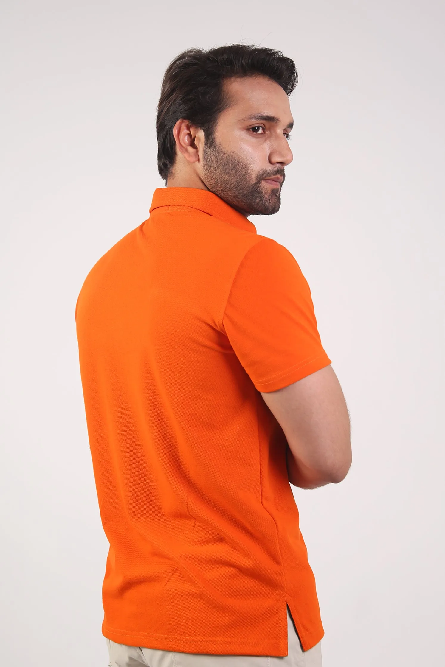 MEN'S POLO BURNT ORANGE FRONT EMB Summer Layering Casual Wear