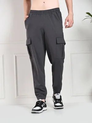 Flat Lock Stitching Utility Cargo Jogger with Pockets - Charcoal