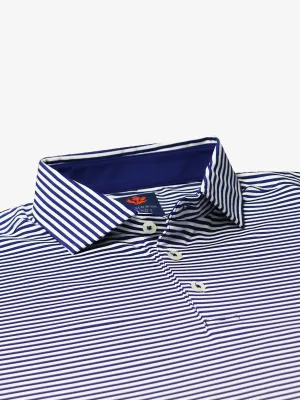 Durable Fabric Donald Ross Mens Owen Feeder Stripe Jersey Sport Fit Polo - ROYAL/CREAM
