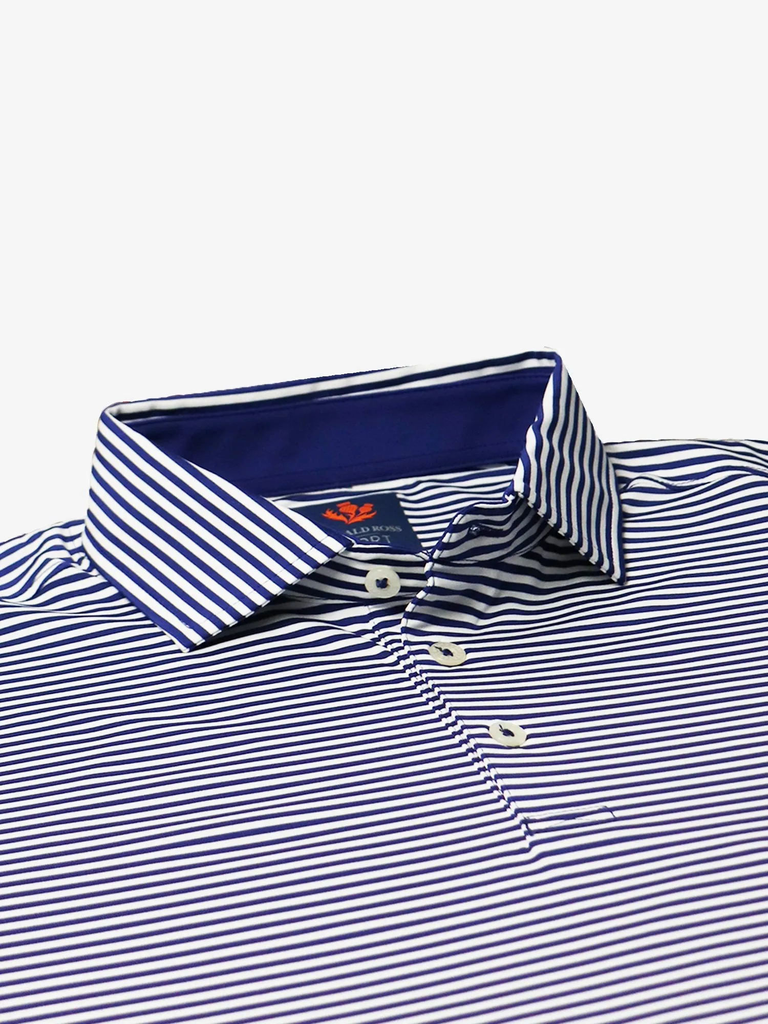 Donald Ross Mens Owen Feeder Stripe Jersey Sport Fit Polo - ROYAL/CREAM Work Appropriate