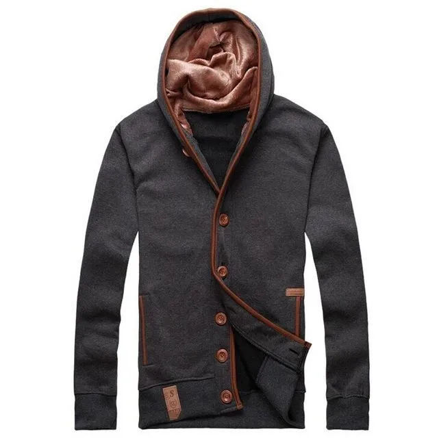 fit test earthy colors West Louis? Men Autumn Hooded Overcoat