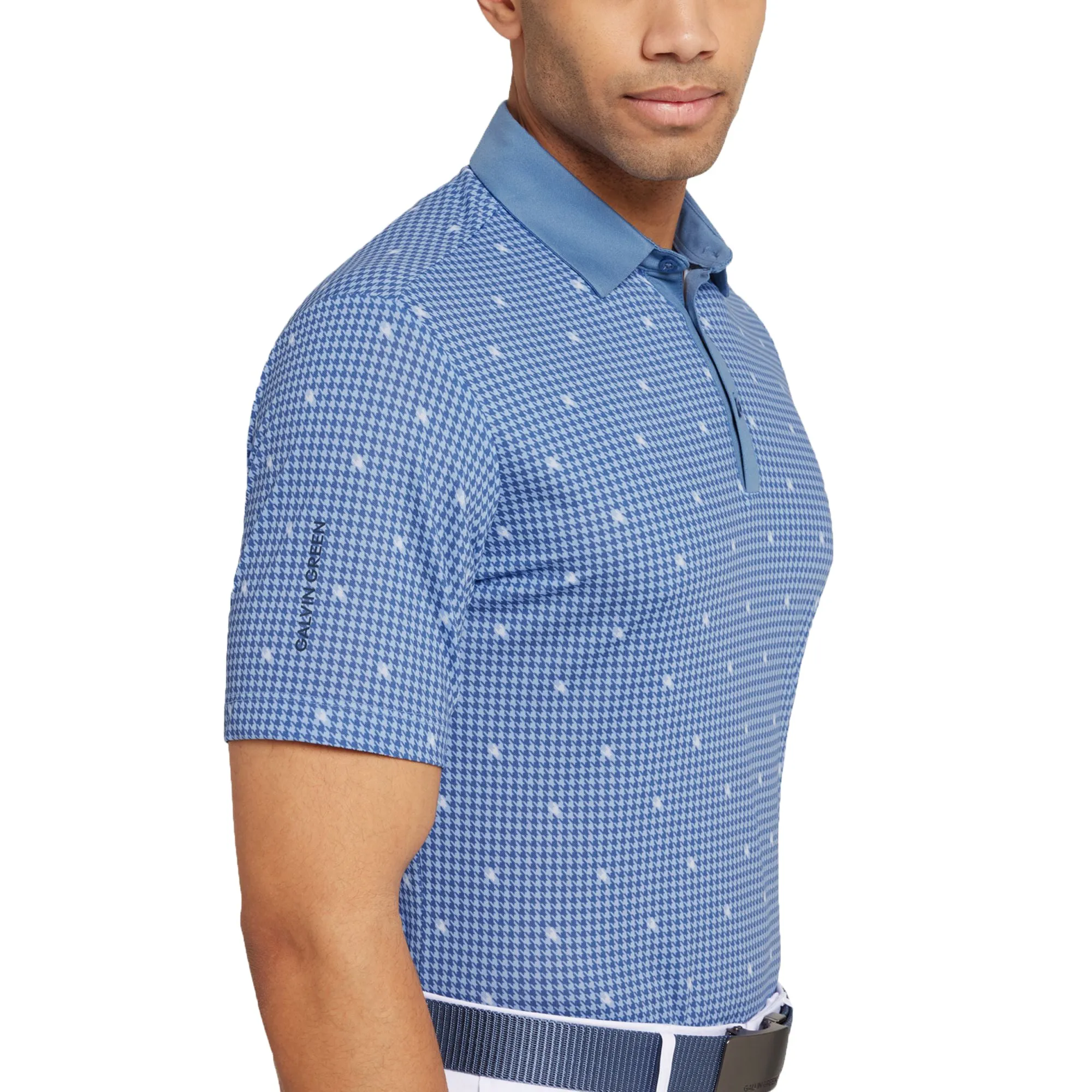 Galvin Green Marley Breathable Golf Polo Shirt - Moonlight Blue/White Optimal Airflow Texture