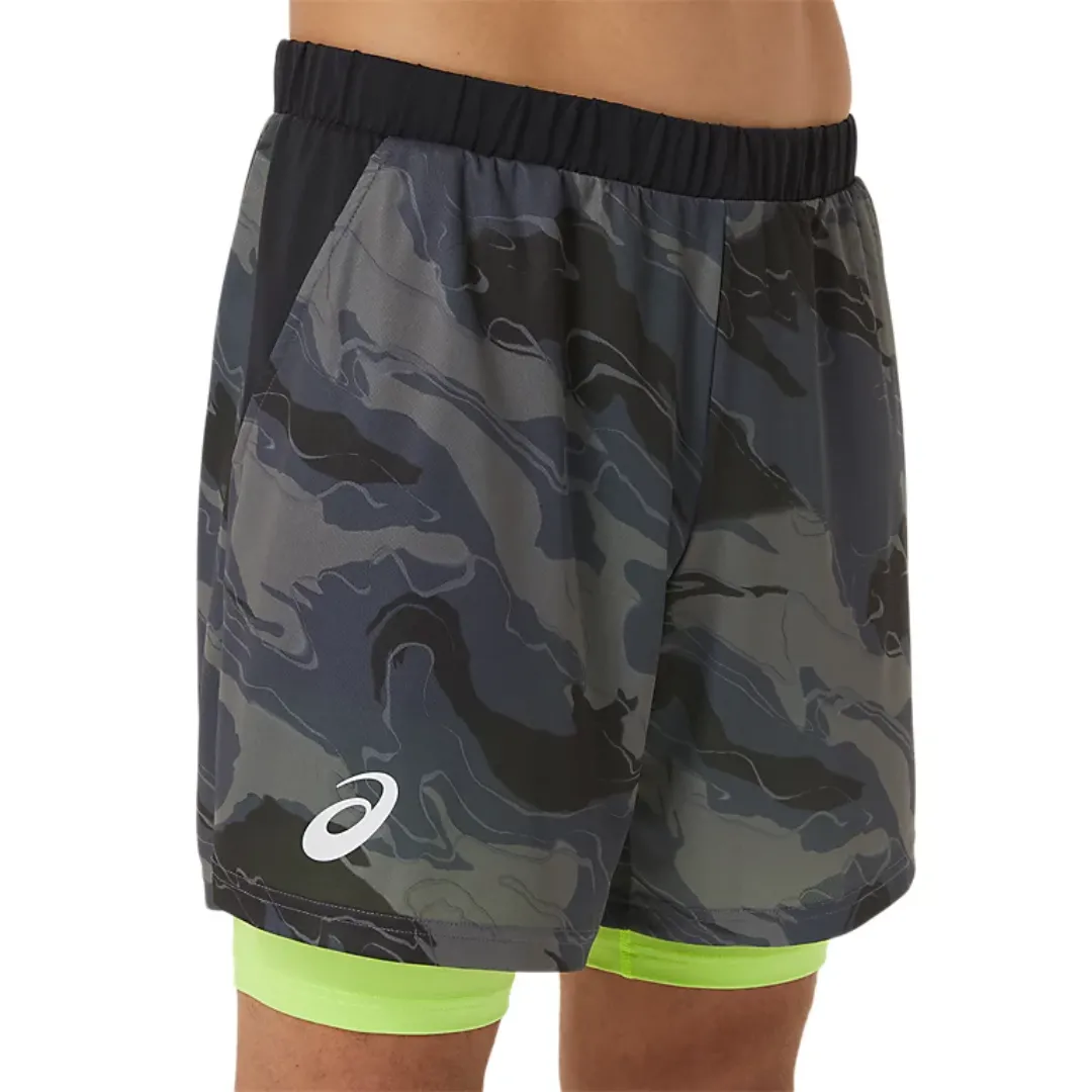 Asics Men Match Graphic 7in Short - Carrier Grey WindResistantWeave Airflow channels