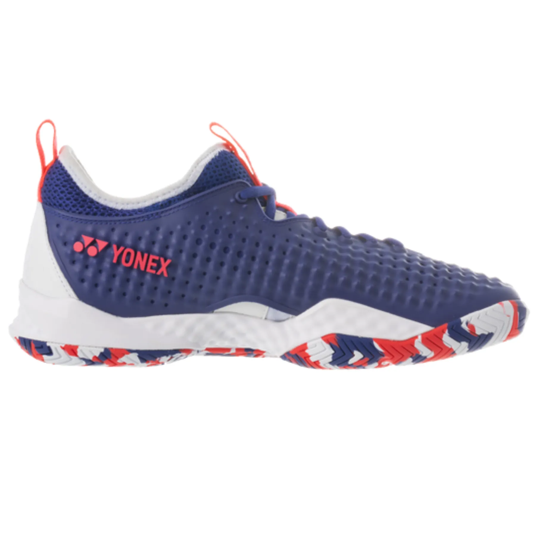 Reflective details Lightweight Sole Yonex  2022 Fusion Rev 4 Mens All Court Tennis Shoes - White/Royal Blue