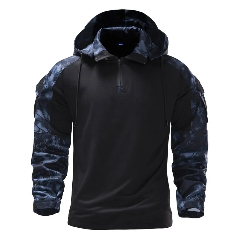 marbled Outdoor Active West Louis? Mens Outdoor Military Camouflage Hooded Shirt