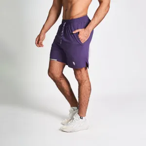 checked shorts Stretchable Material PERFORMANCE SHORTS - PURPLE