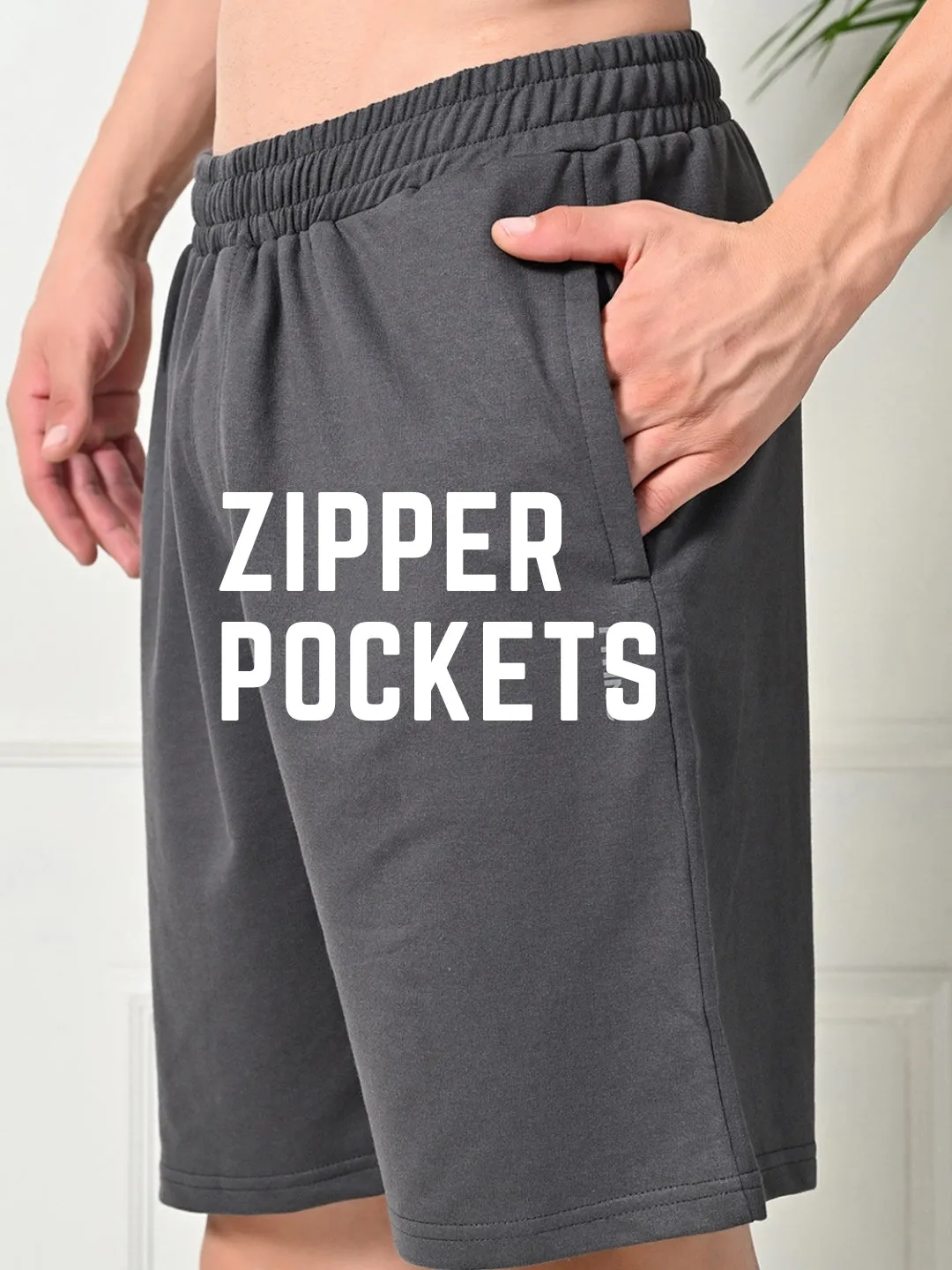 Cool Touch Fit Easy Multi-Pocket Cotton Shorts ?C Charcoal Grey