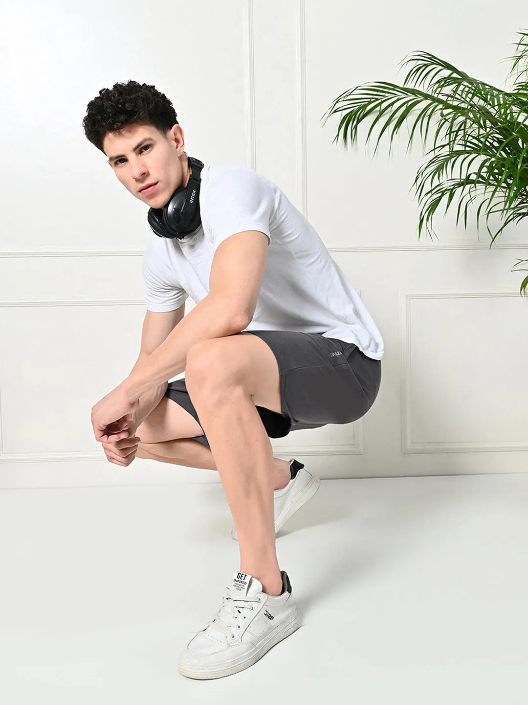 Easy Multi-Pocket Cotton Shorts ?C Charcoal Grey quick dry Slim Layer