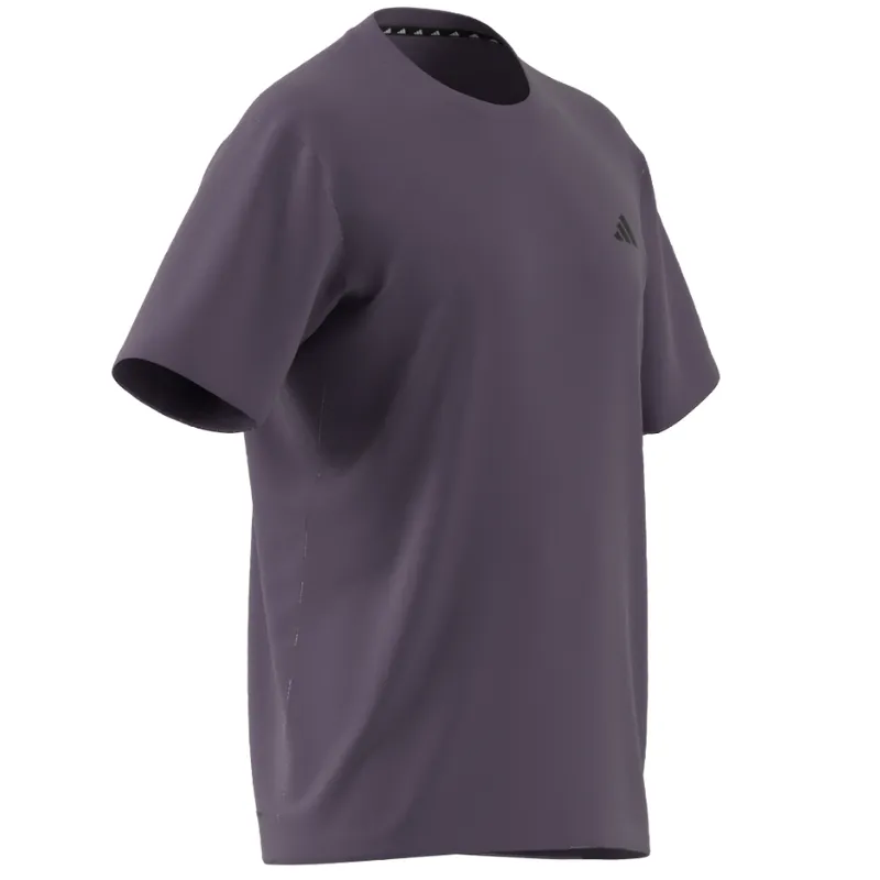 Stretchable Armholes Heathered Texture Adidas Purple Train Essentials Stretch Training T-Shirt