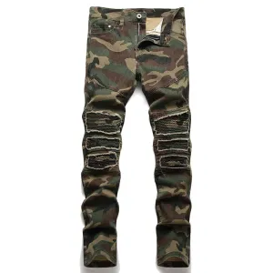 West Louis? Camouflage Soldier Ripped Denim Pants Smart Wardrobe