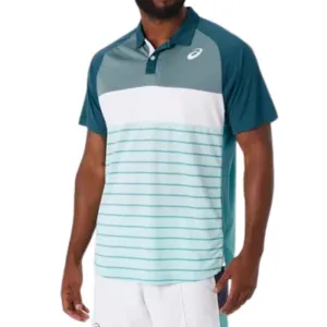 Outdoor Fit Flexible Fit Asics Mens Court Polo Shirt - Aquamarine Blue