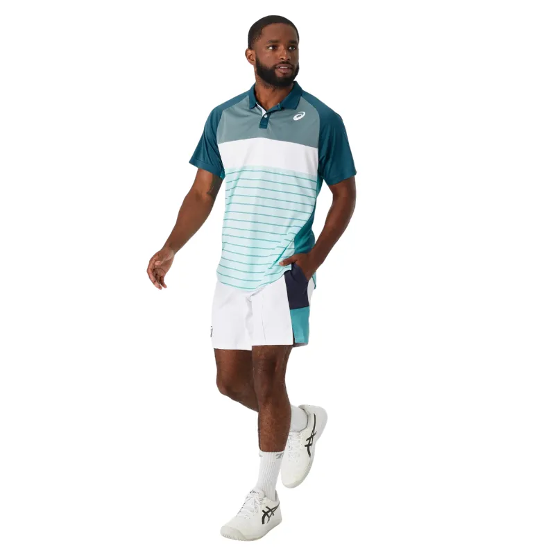 Asics Mens Court Polo Shirt - Aquamarine Blue All Season Wear Sporty Fashion