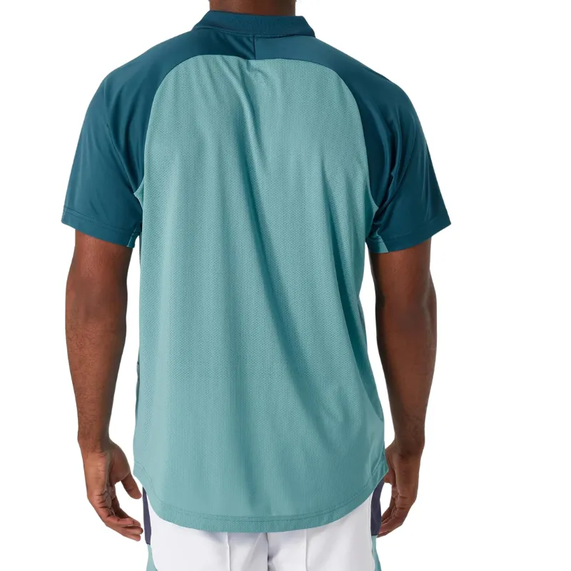 Sporty Look Quick Dry Fit Asics Mens Court Polo Shirt - Aquamarine Blue