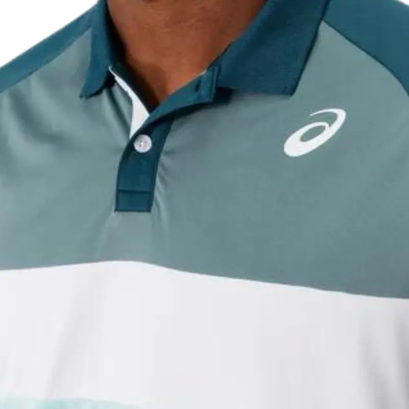 Asics Mens Court Polo Shirt - Aquamarine Blue Breathable Shirt
