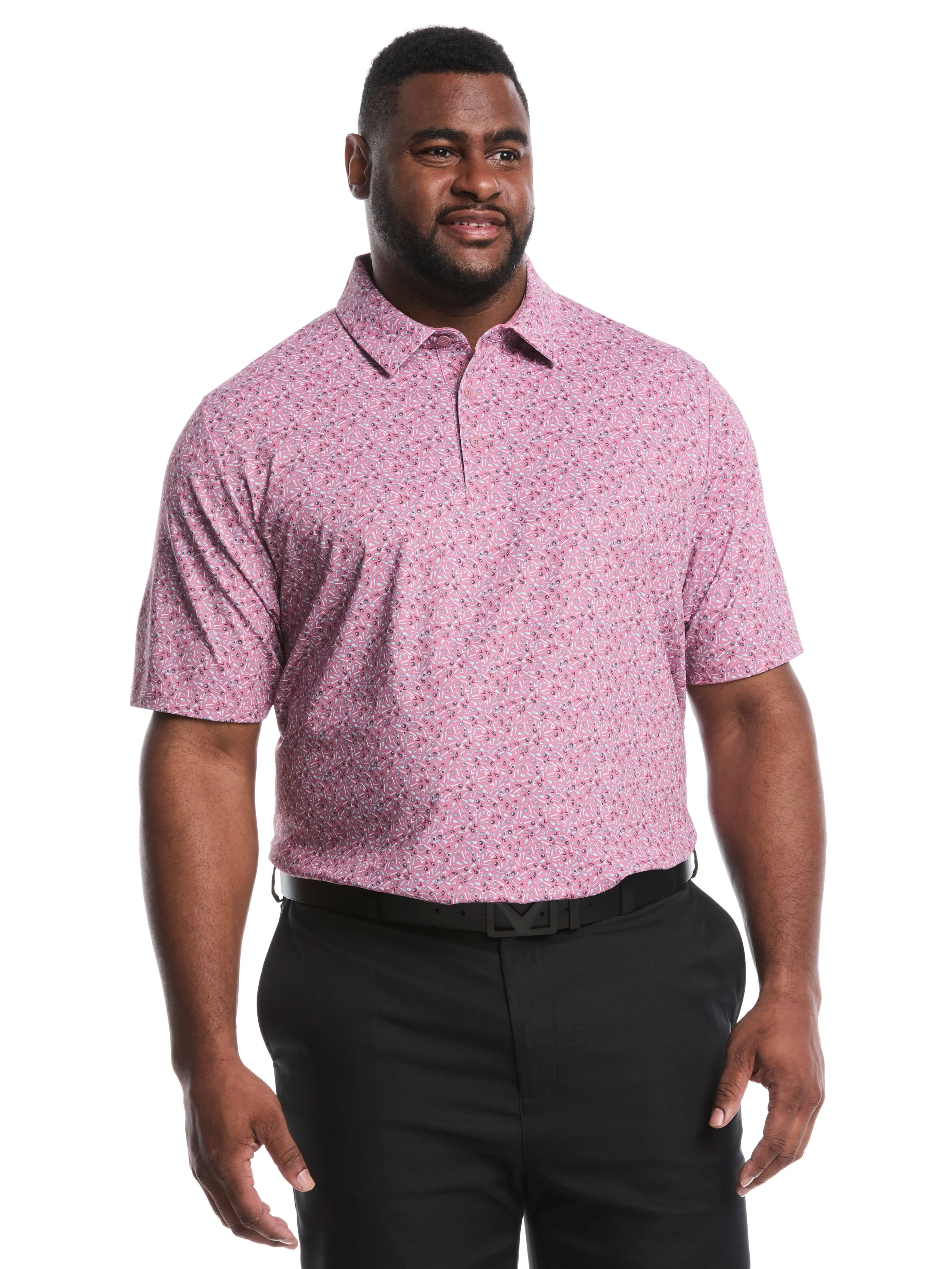 Big & Tall Confetti Print Golf Polo Shirt Flexible stretch