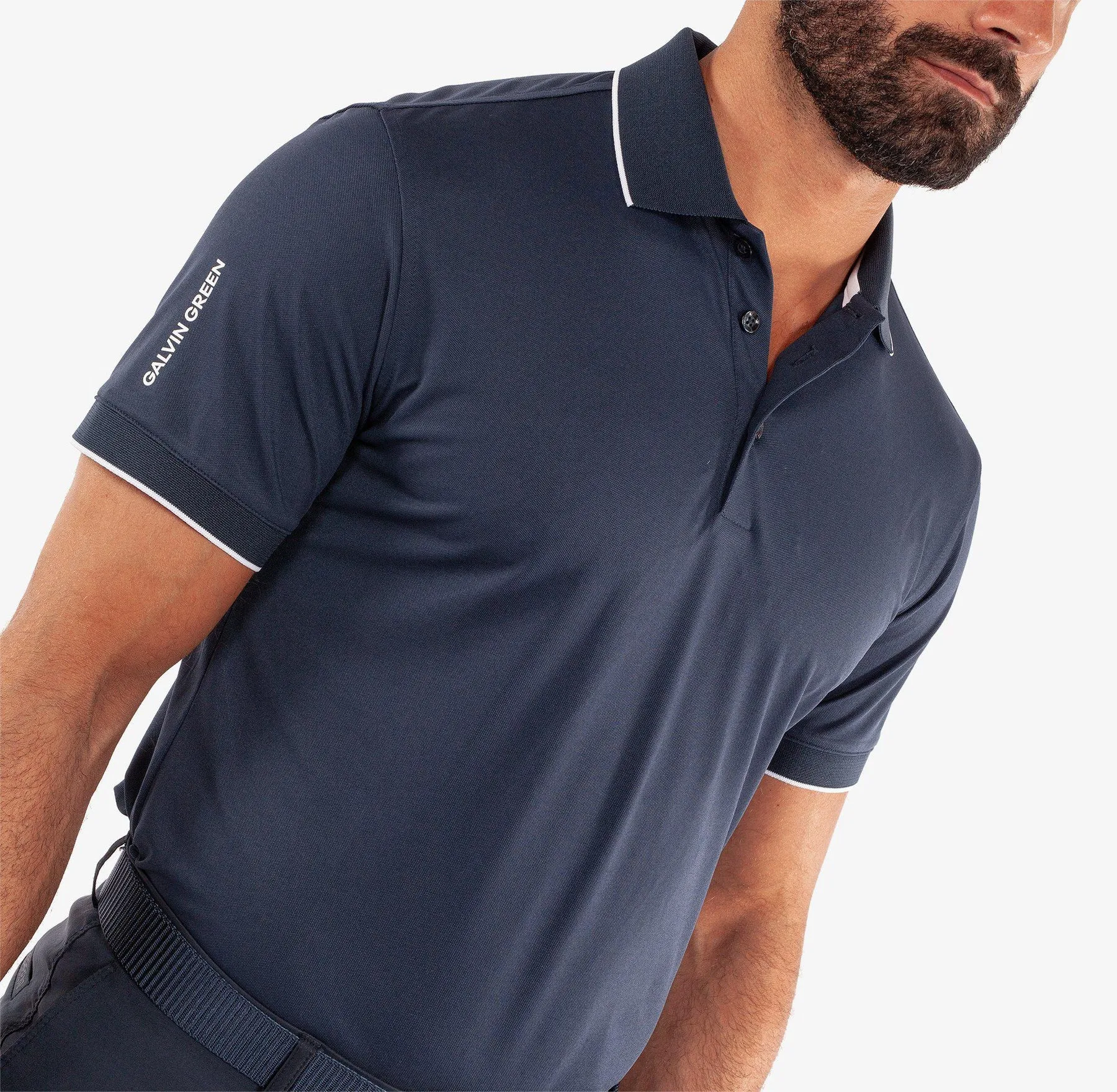 Eco Friendly Dye Travel Staple Galvin Green Marty Golf Shirt - Navy