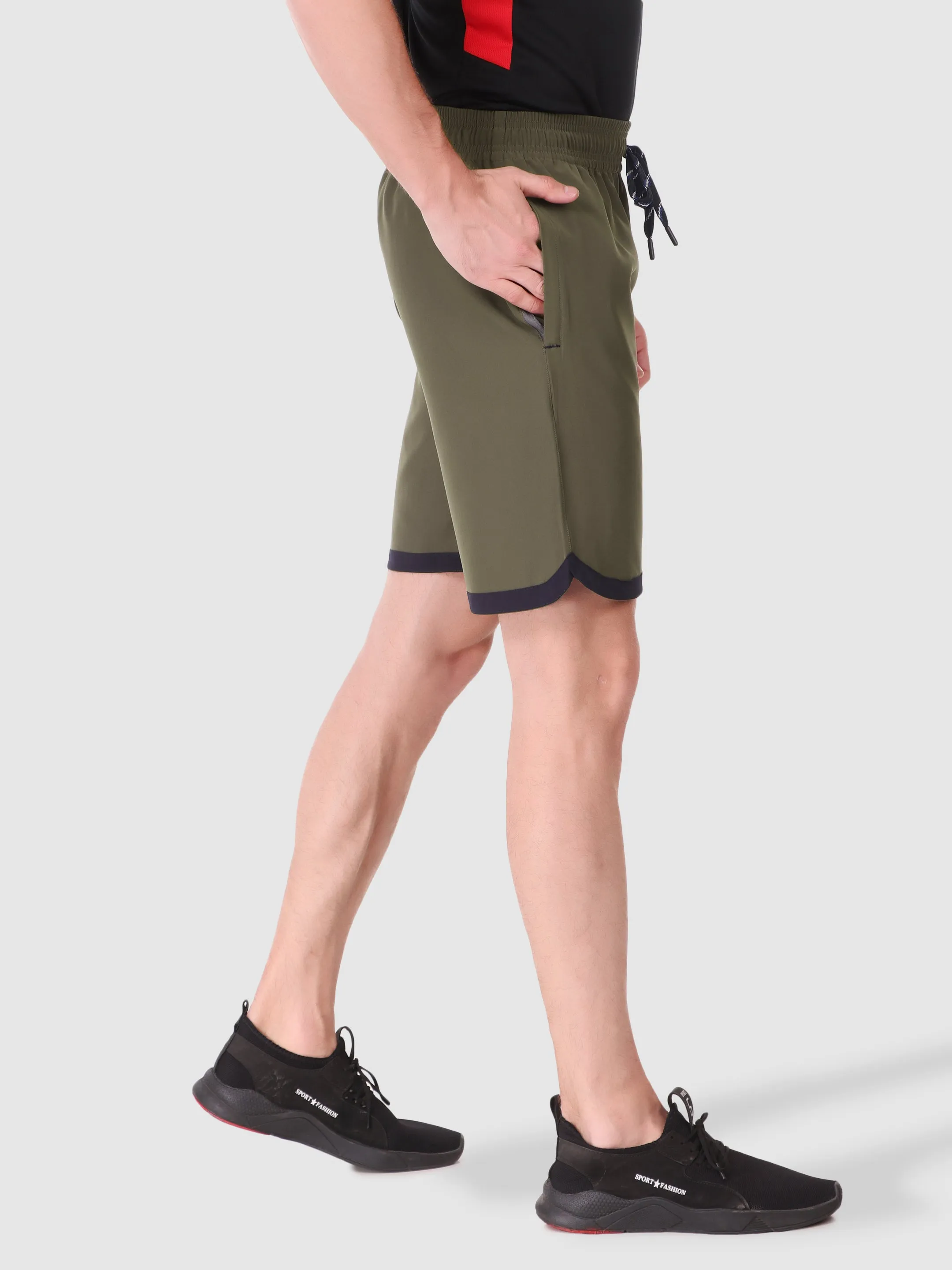 Men's Securely Pocketed Active Shorts - Olive Beach Comfort