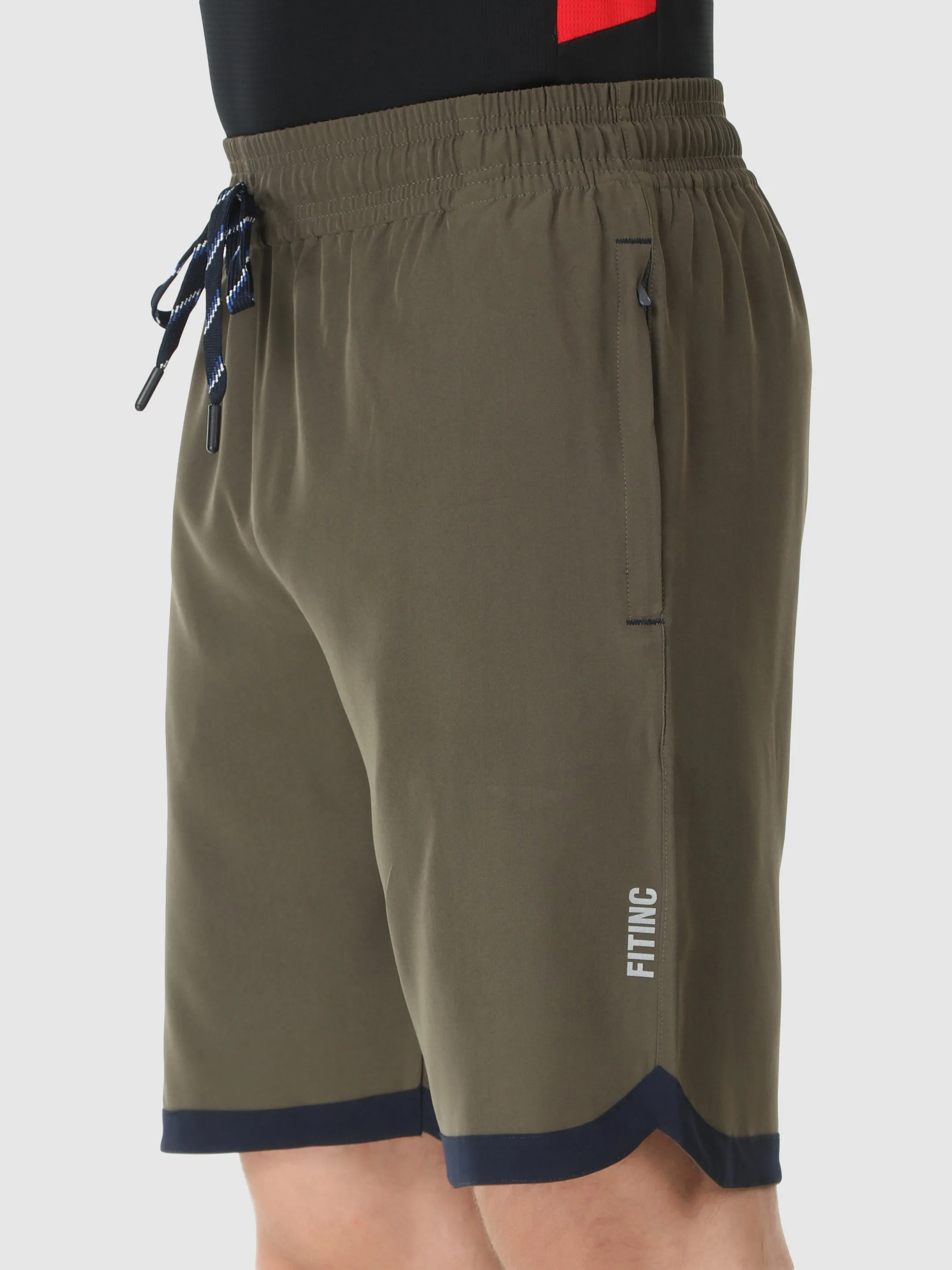 Slim Waistband Men's Securely Pocketed Active Shorts - Olive