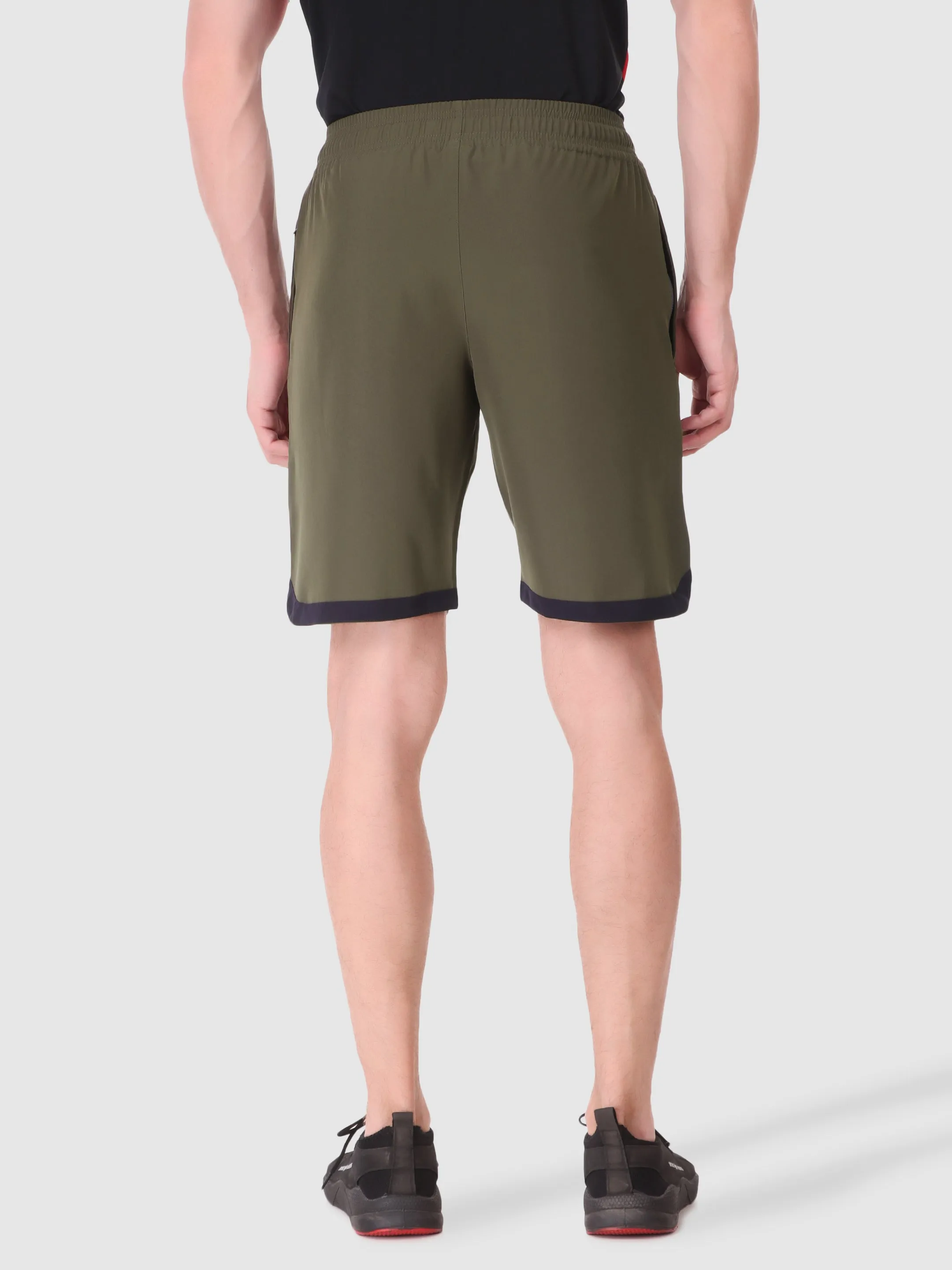 Men's Securely Pocketed Active Shorts - Olive Wrinkle Free Fabric Abrasion Resistant Hem
