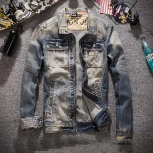 West Louis? American Trendy Cowboy Jean Jacket VentilatedKnit
