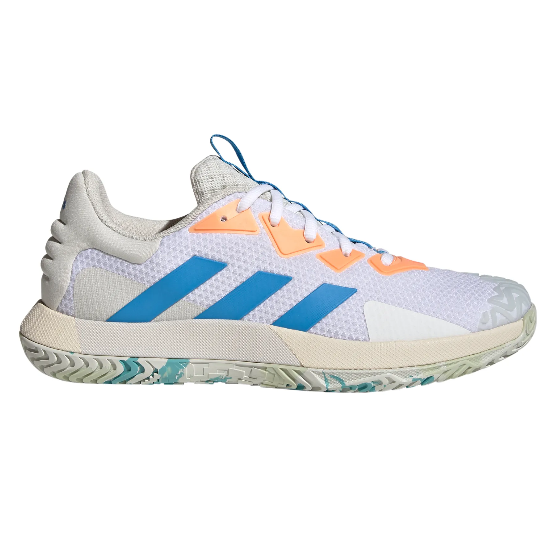 Adidas Performance Sole Match Control Men Tennis Shoes - Cloud White/Pulse Blue/Orbit Grey Perforated Eyelet Design