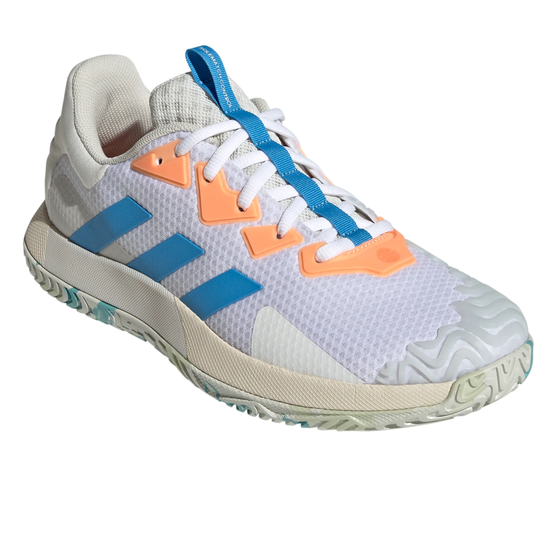 Fast Fit Responsive Outsole Platform Adidas Performance Sole Match Control Men Tennis Shoes - Cloud White/Pulse Blue/Orbit Grey