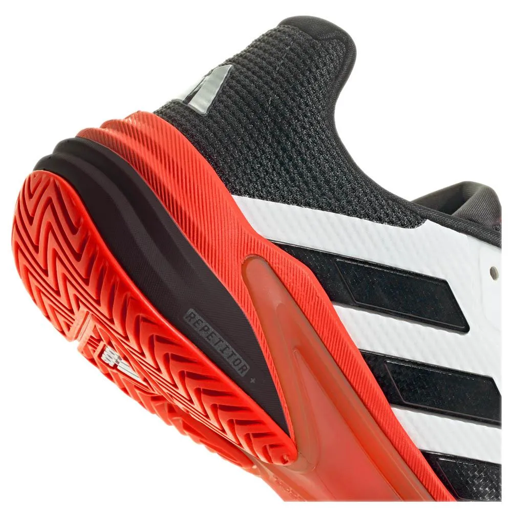 adidas Men's Barricade 13 - Cloud White/Lucid Red Multi directional traction Ventilated Tongue