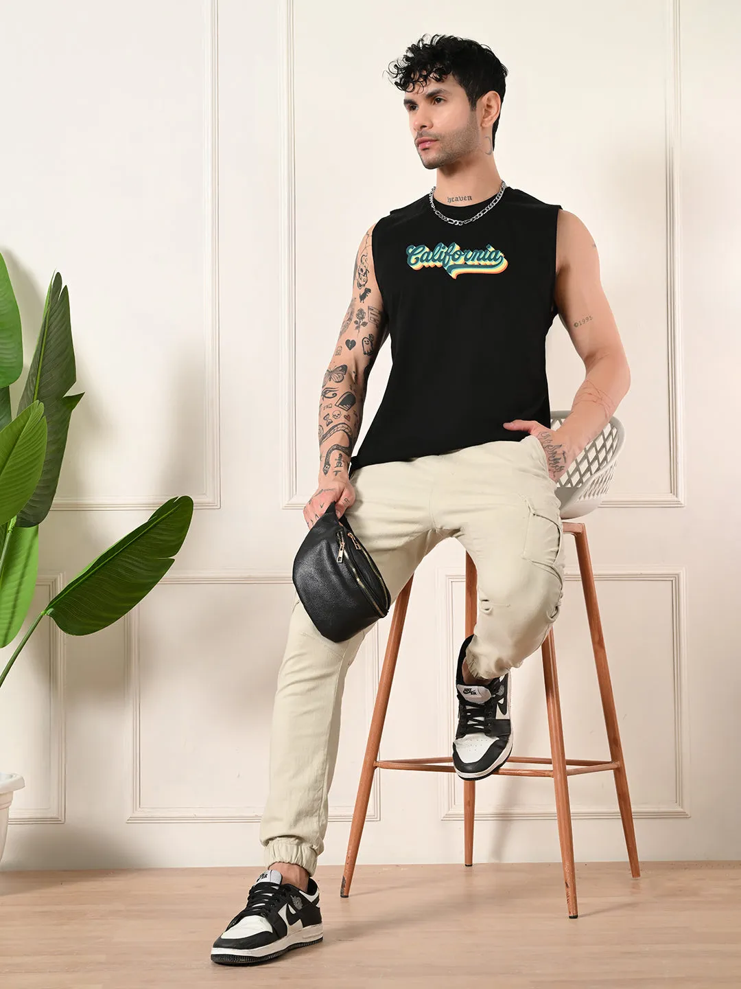 Easy-Wear California Colorful Cotton Sando ?C Black Spark Soul Laid-Back Outfit
