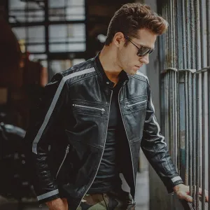 West Louis? Genuine Leather Bikers Jacket Code Soul Ergonomic Pattern