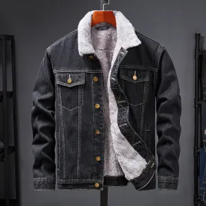 West Louis? Thick Thermal Denim Jacket AbrasionResistantClothing Fantasy Glow