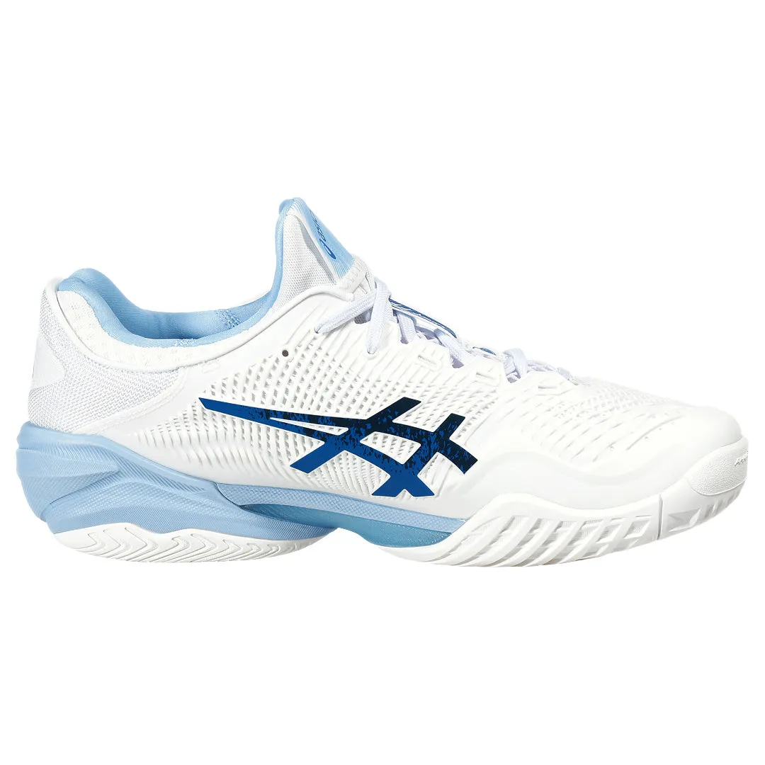 Performance Eco Friendly Cushioning Asics Men's Court FF 3 Novak - White/Tuna Blue