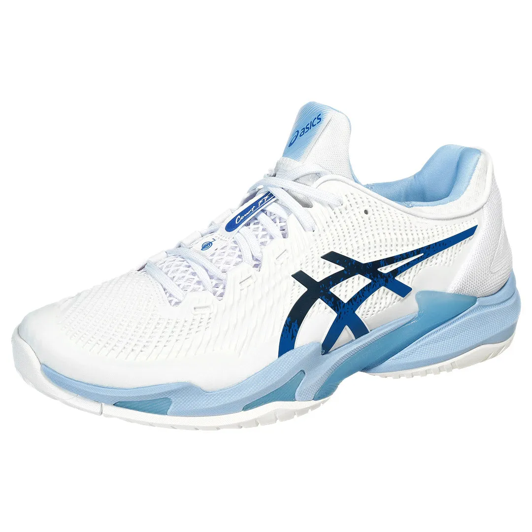 Asics Men's Court FF 3 Novak - White/Tuna Blue Trail Style Modern Fit