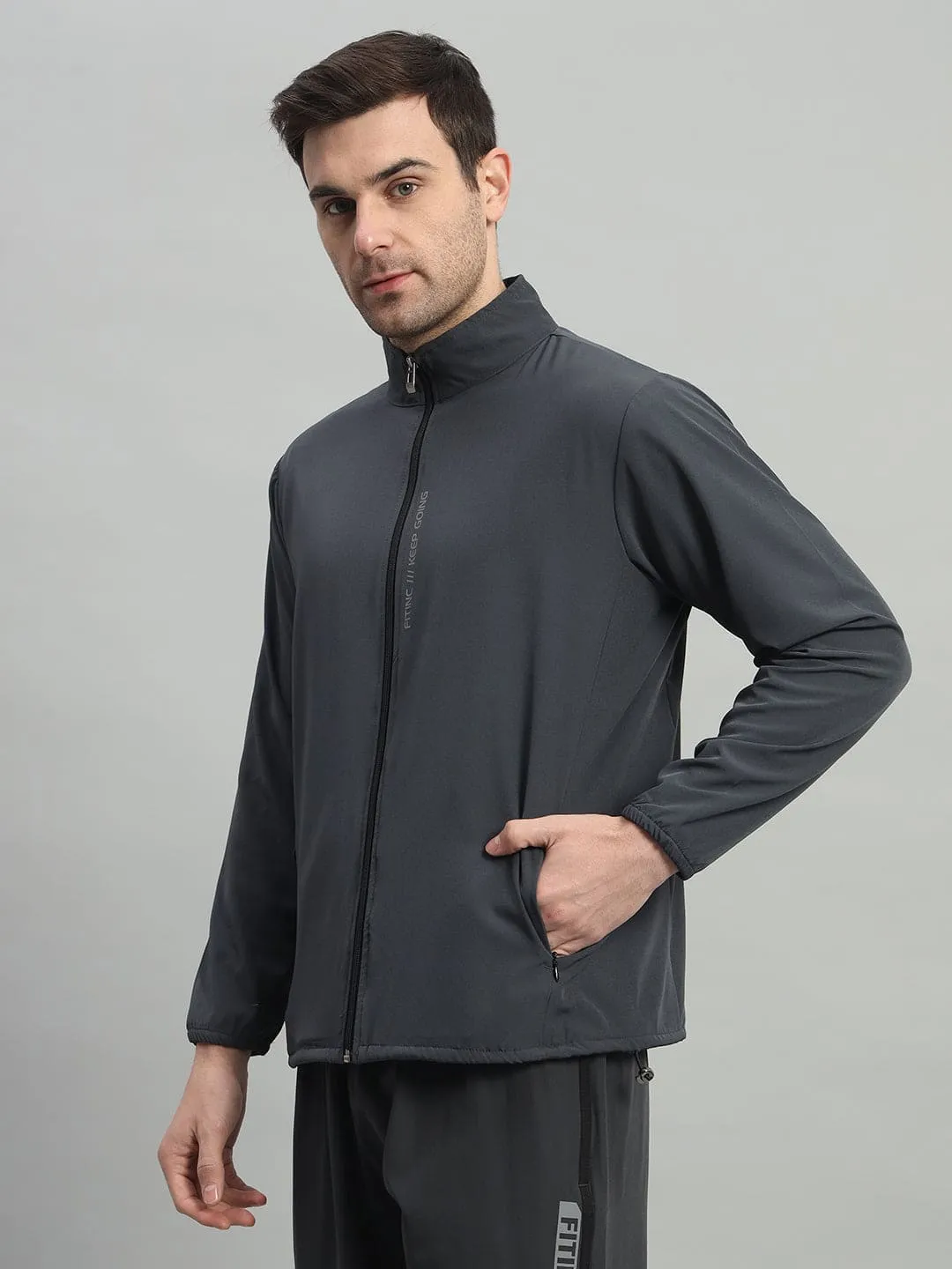 Loose Thread Modular Attachment System Sports Jacket with Concealed Zippers - Dark Grey