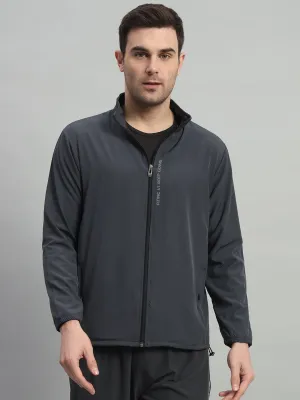 Trendy Sweatpants Tale Core Sports Jacket with Concealed Zippers - Dark Grey